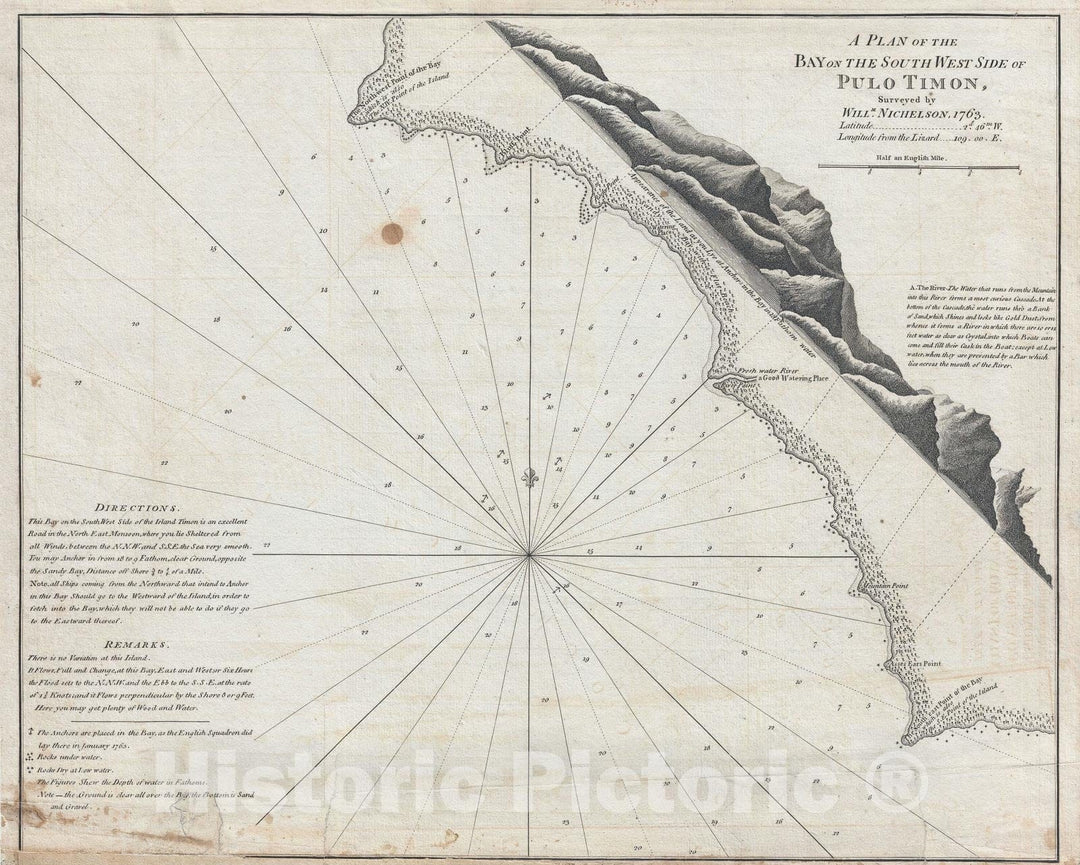 Historic Map : Nautical Chart Tioman Island, Malaysia, Laurie and Whittle, 1794, Vintage Wall Art