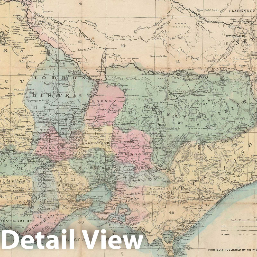 Historic Map : Victoria, Australia, During The Victoria Gold Rush, Whitehead, 1869, Vintage Wall Art