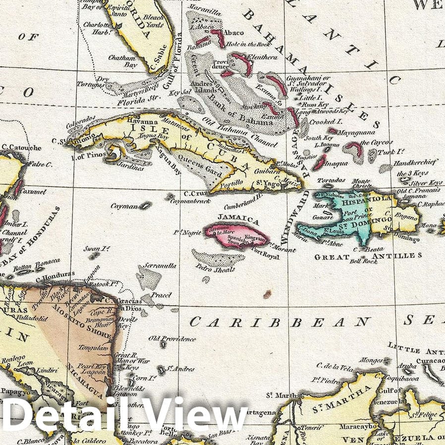 Historic Map : The West Indies and Caribbean, Wilkinson, 1792, Vintage Wall Art