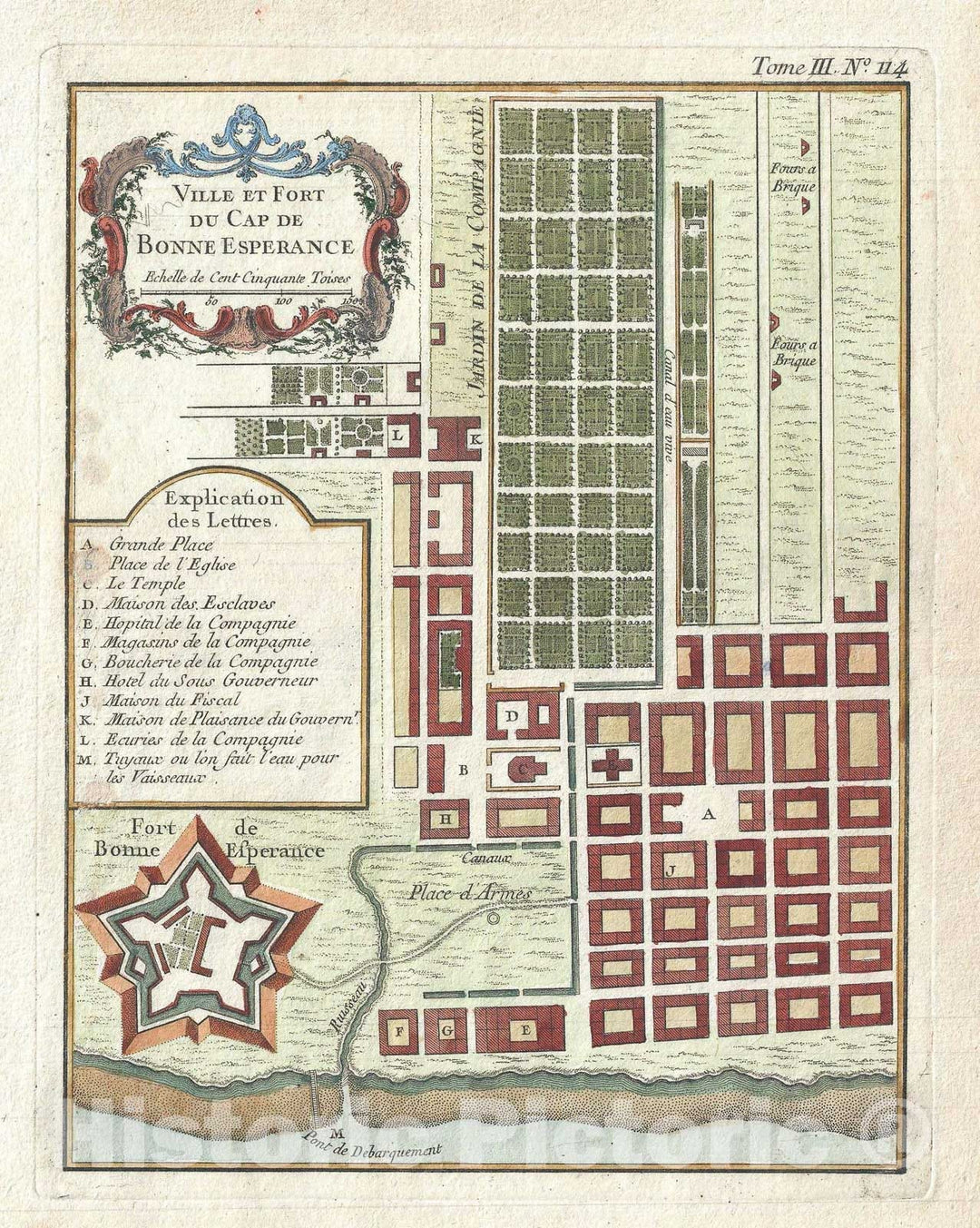 Historic Map : Plan of The Cape of Good Hope "Cape Town", South Africa, Bellin, 1764, Vintage Wall Art