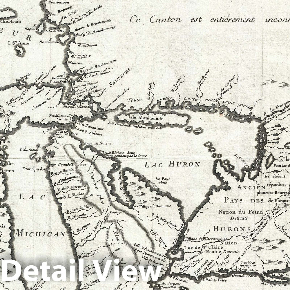 Historic Map : The Great Lakes "a seminal map", Bellin, 1744, Vintage Wall Art