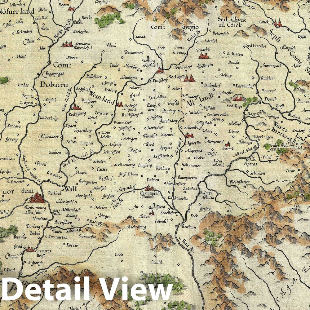 Historic Map : Transylvania "Romania", Mercator and Hondius, 1606, Vintage Wall Art