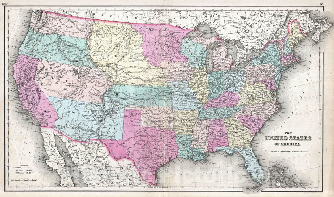 Historic Map : The United States, Colton, 1857, Vintage Wall Art