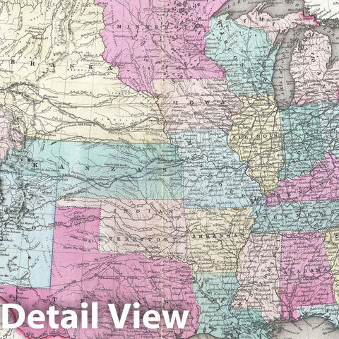 Historic Map : The United States, Colton, 1857, Vintage Wall Art