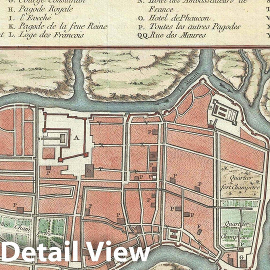 Historic Map : Plan of The City of Siam or Ayutthaya, Thailand, Bellin, 1752, Vintage Wall Art