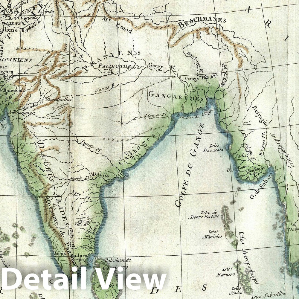 Historic Map : Ancient India, Delisle de Sales, 1770, Vintage Wall Art