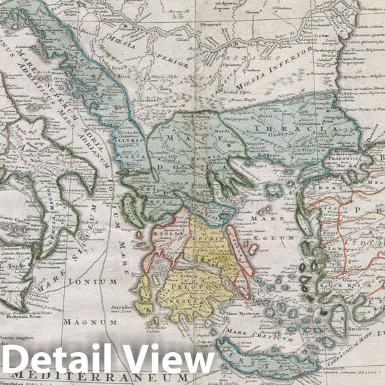 Historic Map : Ancient Greece &amp; The Eastern Mediterranean, Homann Heirs, 1741, Vintage Wall Art