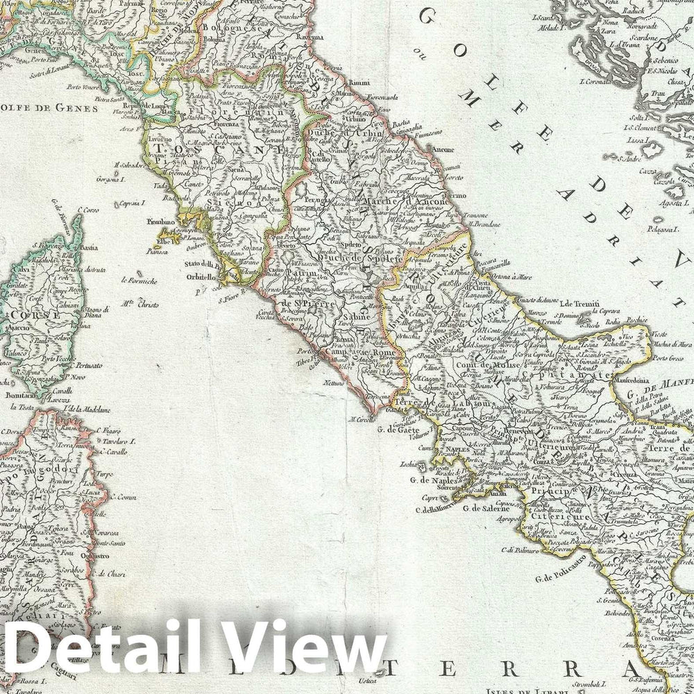 Historic Map : Italy, Vaugondy, 1757, Vintage Wall Art