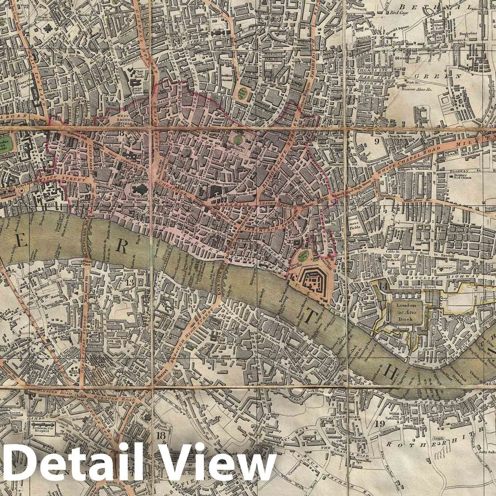 Historic Map : London, England, Smith, 1822, Vintage Wall Art