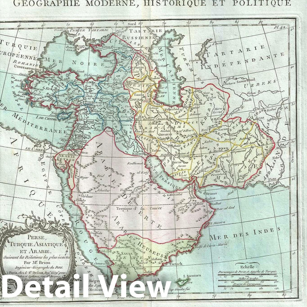 Historic Map : Arabia, Persia and Turkey, Desnos, 1786, Vintage Wall Art