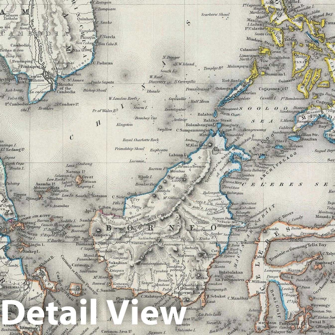 Historic Map : The East Indies "Singapore, Thailand, Borneo, Malaysia", Colton, 1856, Vintage Wall Art