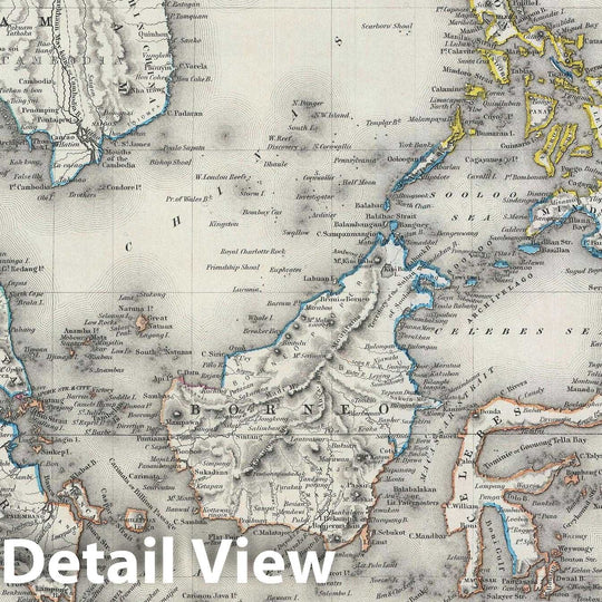 Historic Map : The East Indies "Singapore, Thailand, Borneo, Malaysia", Colton, 1856, Vintage Wall Art