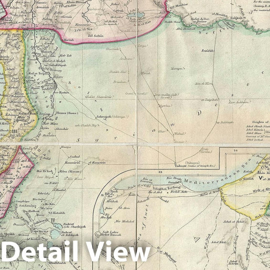 Historic Map : Syria, Israel and Holy Land "with Sinai Peninsula, Egypt", W. Hughes, 1858, Vintage Wall Art