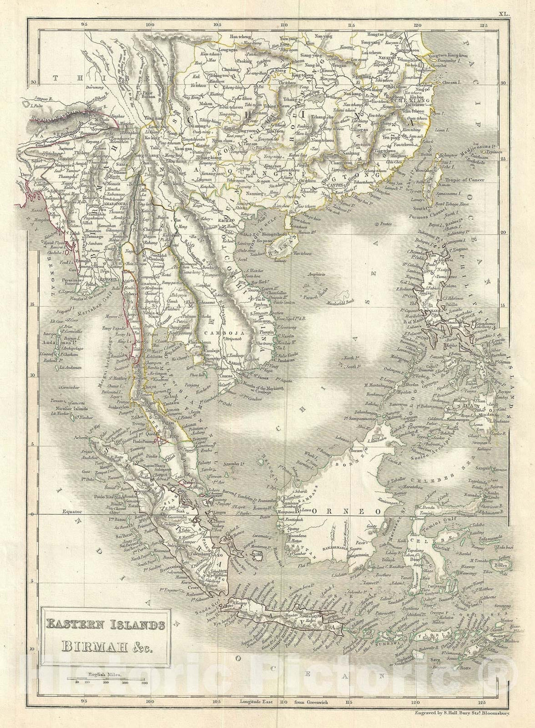 Historic Map : The East Indies and South East Asia, Black, 1844, Vintage Wall Art