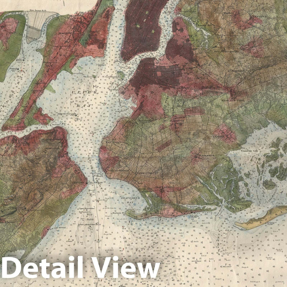 Historic Map : Nautical Chart New York City Bay and Harbor "ref. 1887 Americas Cup Race", U.S. Coast Survey, 1885, Vintage Wall Art