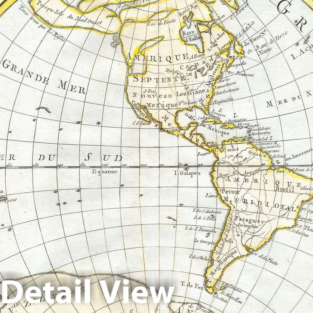 Historic Map : North America and South America, Clouet, 1785, Vintage Wall Art