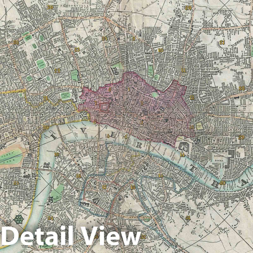 Historic Map : London, England, Pigot Distance, 1823, Vintage Wall Art