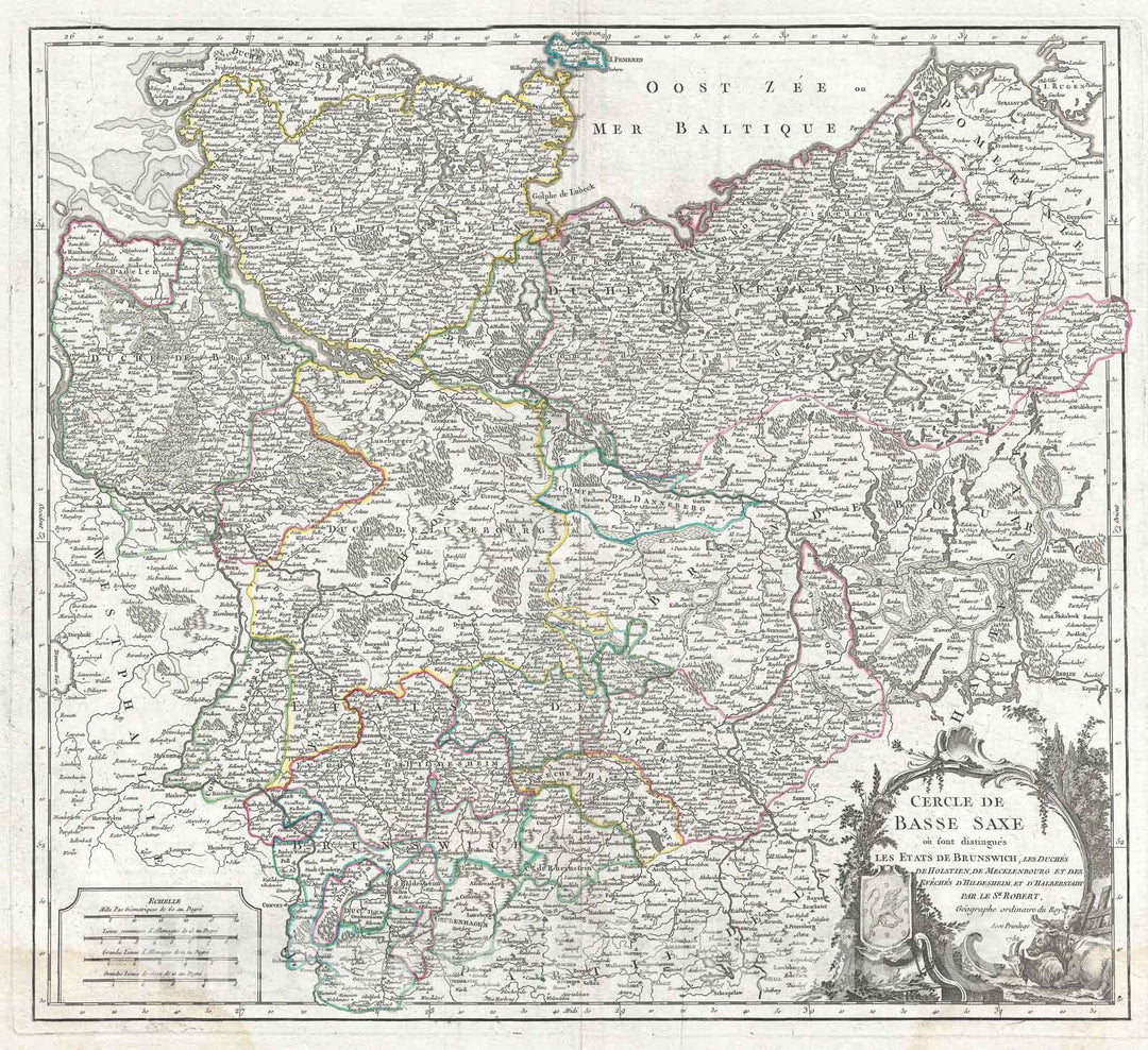 Historic Map : Germany, Vaugondy, 1752, Vintage Wall Art