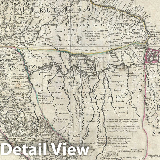 Historic Map : Northern South America "Brazil, Peru, Columbia, Venezuela", Delisle, 1703, Vintage Wall Art