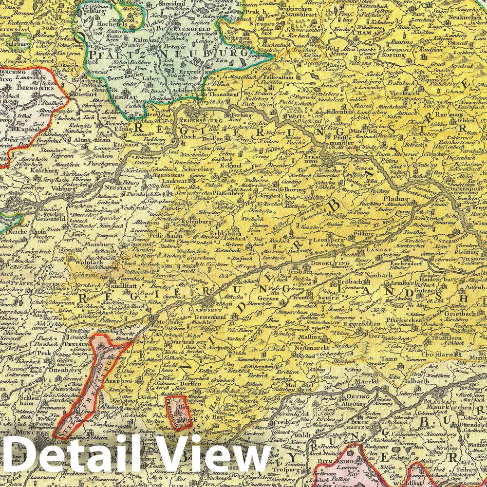 Historic Map : Bavaria, Germany, Homann, 1728, Vintage Wall Art