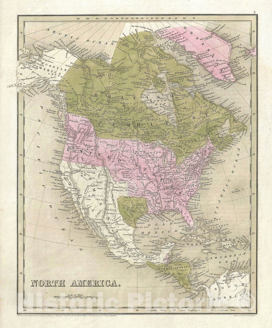 Historic Map : North America w/ Republic of Texas, BraArtd, 1841, Vintage Wall Art