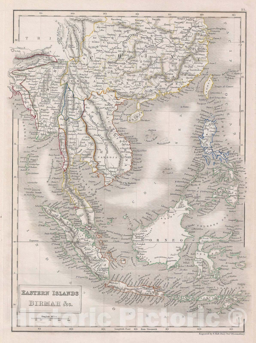 Historic Map : The East Indies and Southeast Asia, Black, 1840, Vintage Wall Art