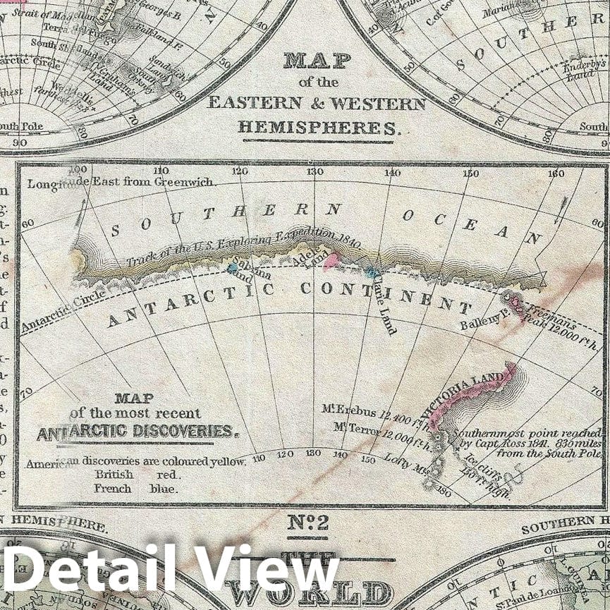 Historic Map : The World in Hemispheres "Northern, Southern, Eastern and Western", Mitchell, 1852, Vintage Wall Art