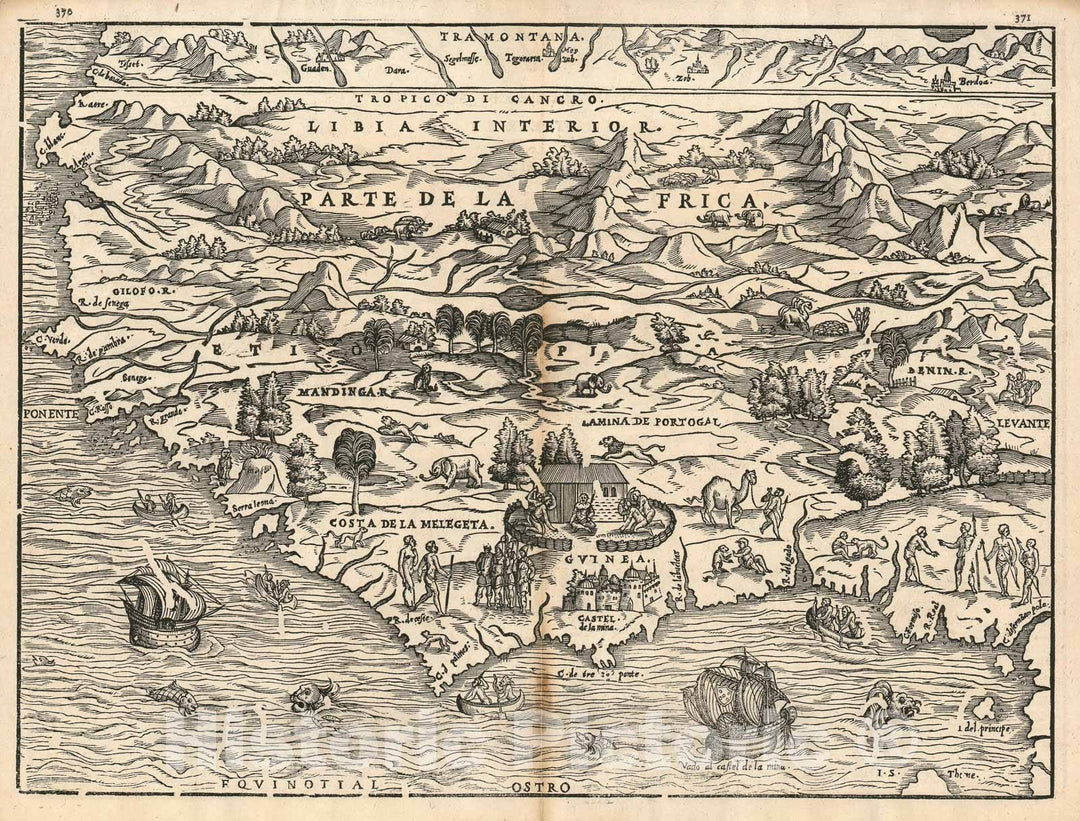 Historic Map : Western Africa, Ramusio, 1606, Vintage Wall Art