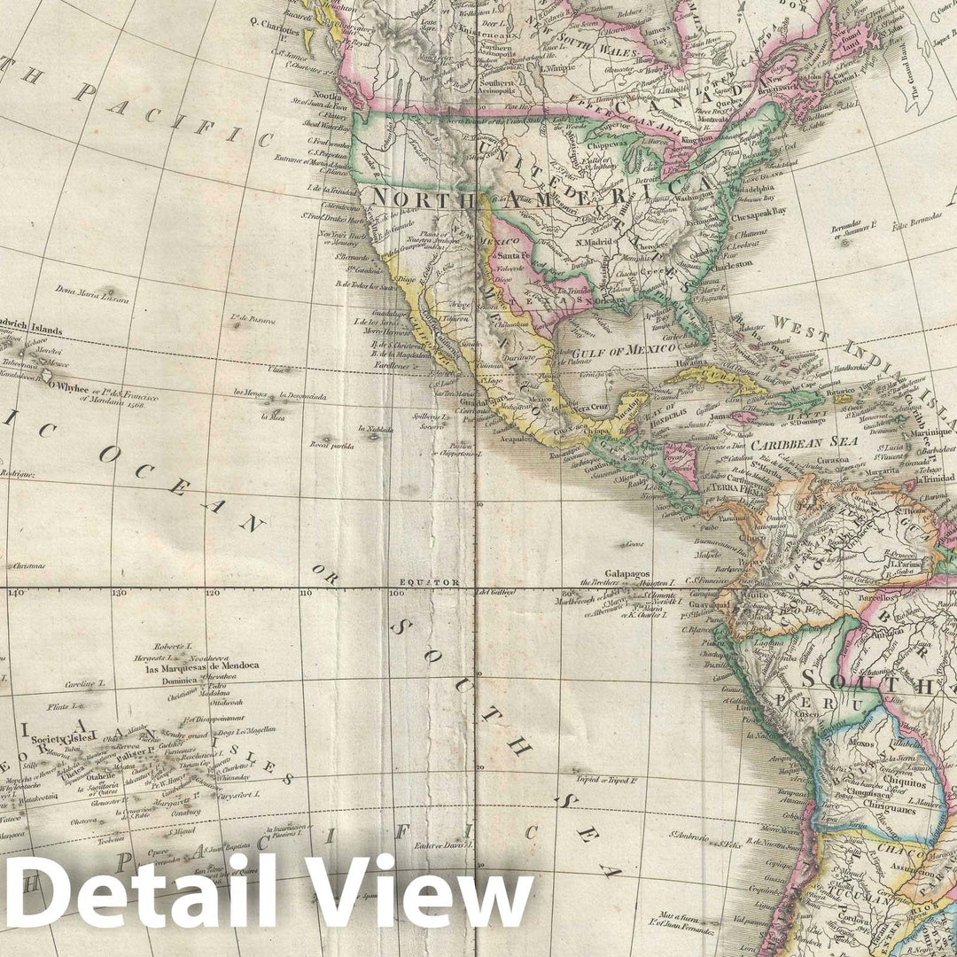 Historic Map : The Western Hemisphere w/ Republic of Texas, Wyld, 1841, Vintage Wall Art