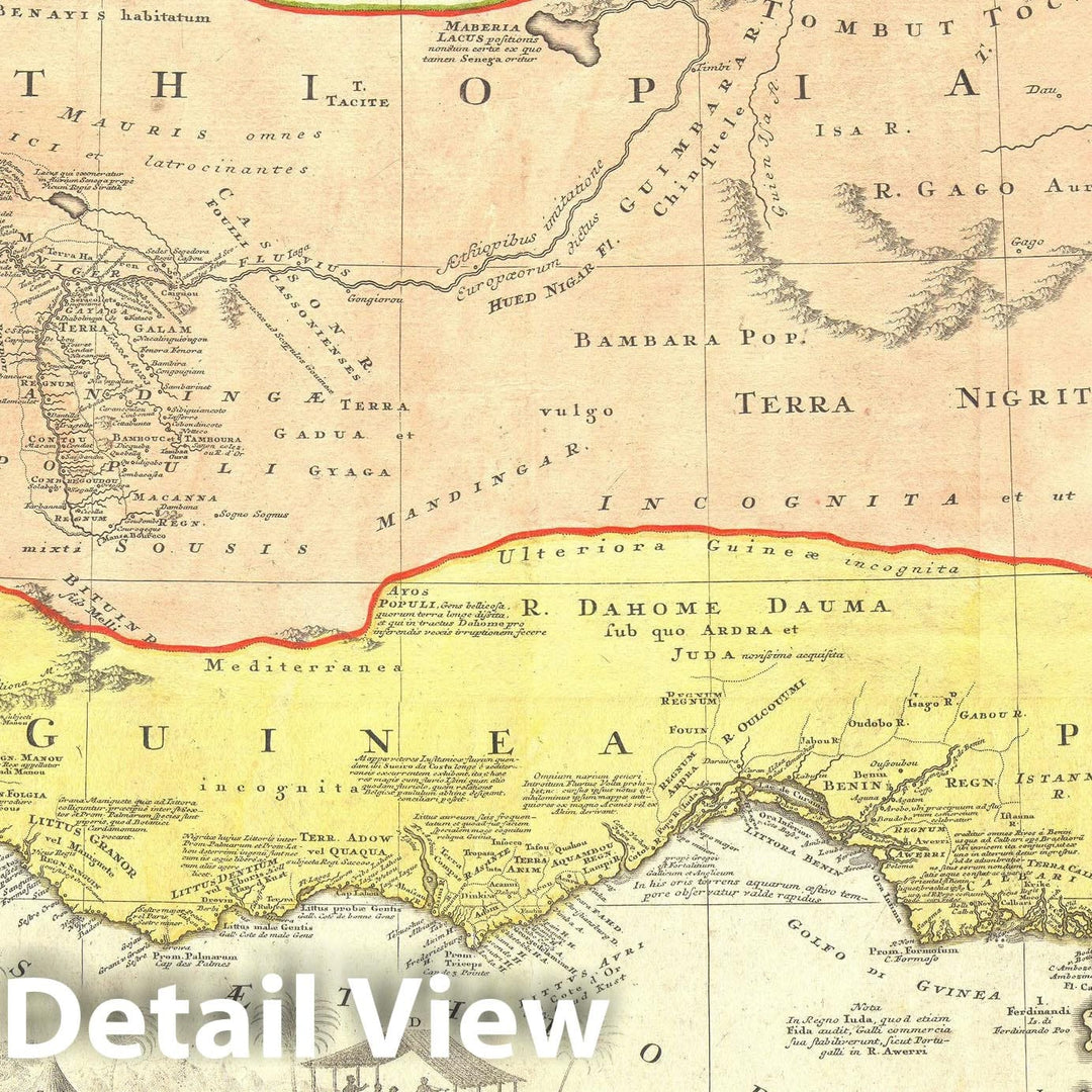 Historic Map : West Africa " Slave Trade references " 'Guinea', Homann Heirs, 1743, Vintage Wall Art