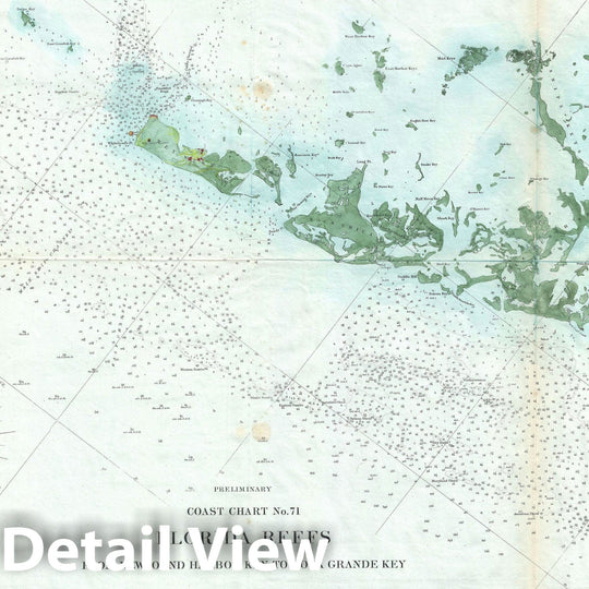 Historic Map : Nautical Chart Florida Keys and Key West, U.S. Coast Survey, 1859 v1, Vintage Wall Art