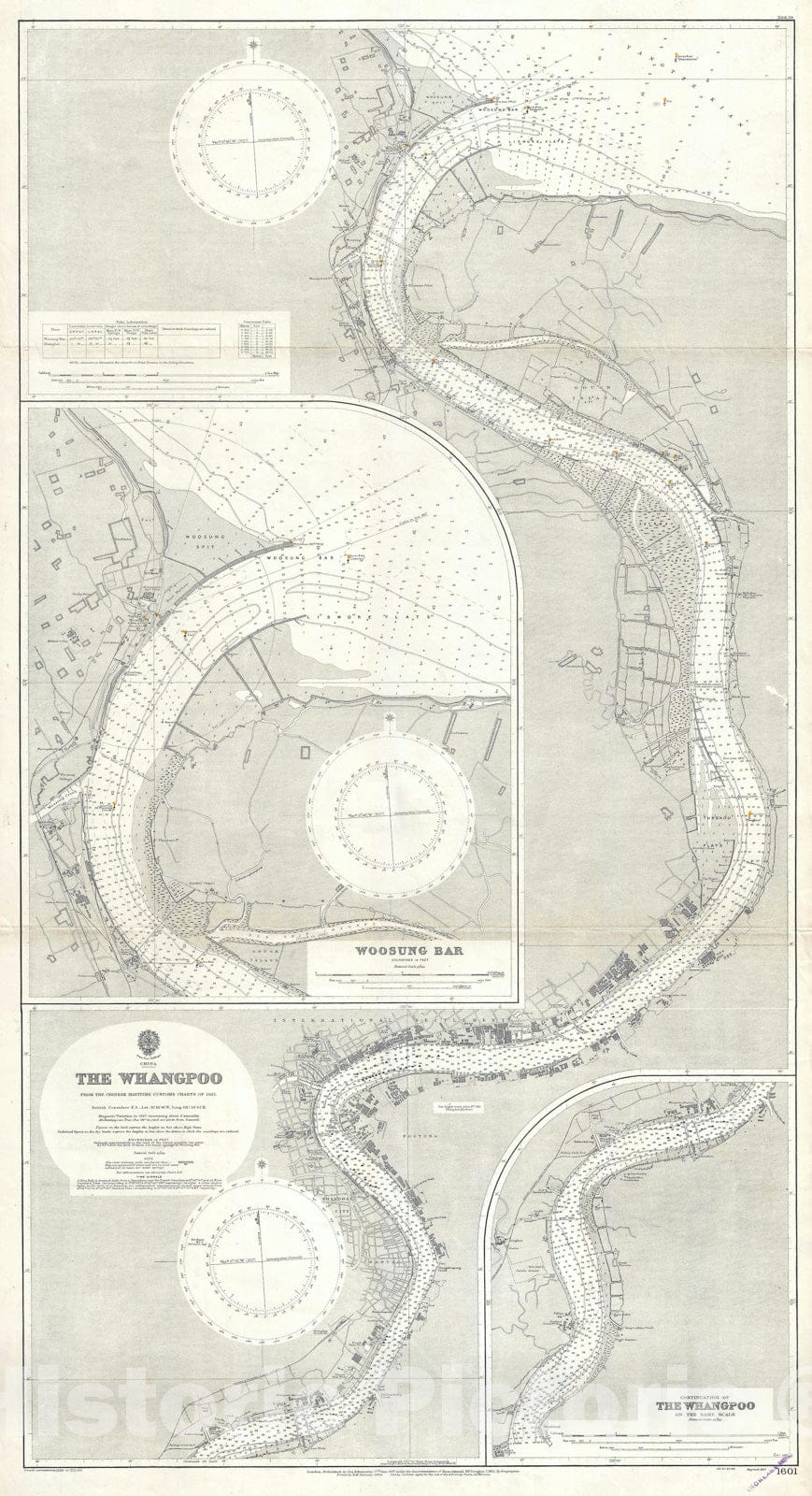 Historic Map : Nautical Chart The Huangpu River, Shanghai, 1929, Vintage Wall Art