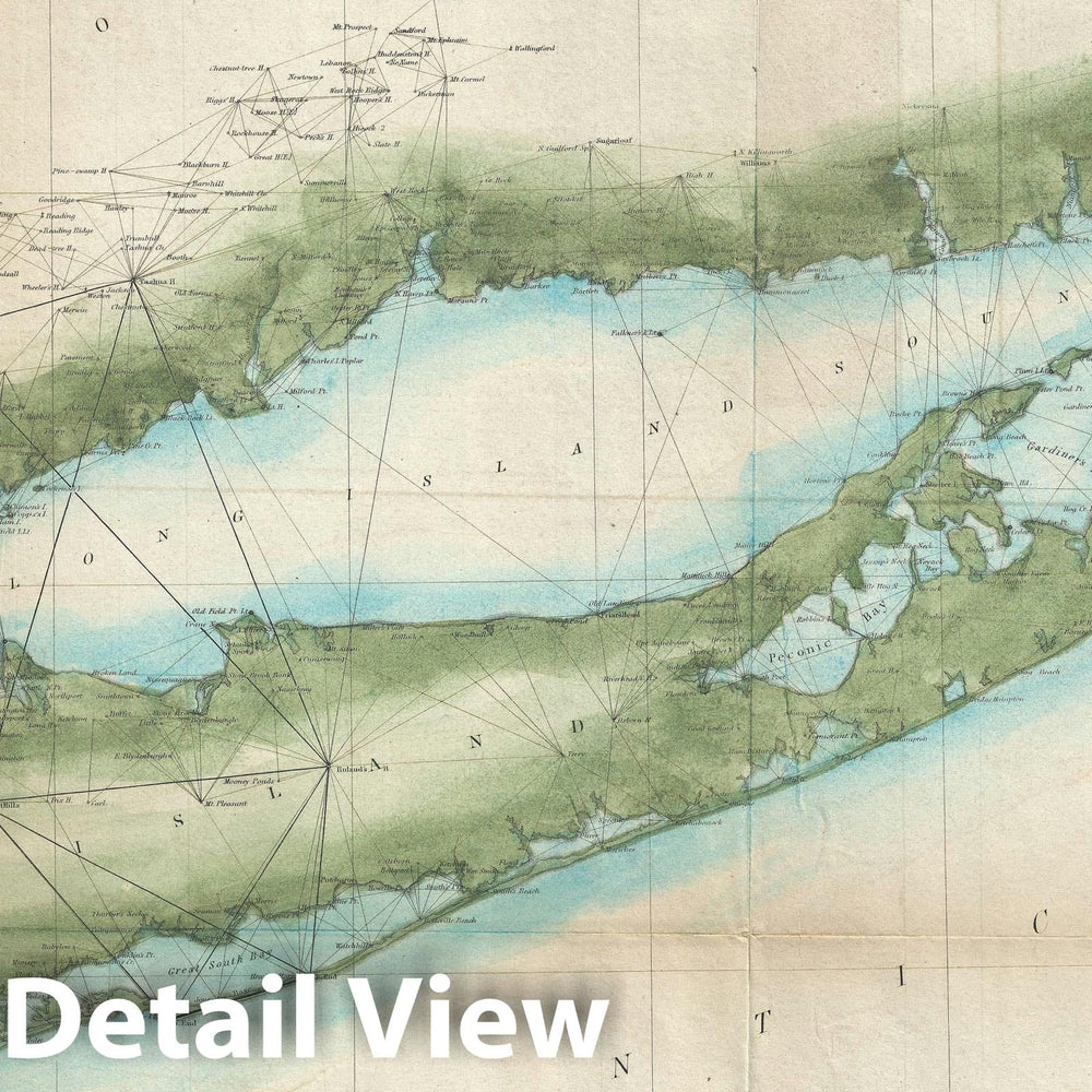 Historic Map : Nautical Chart Long Island, New York, U.S. Coast Survey, 1851, Vintage Wall Art