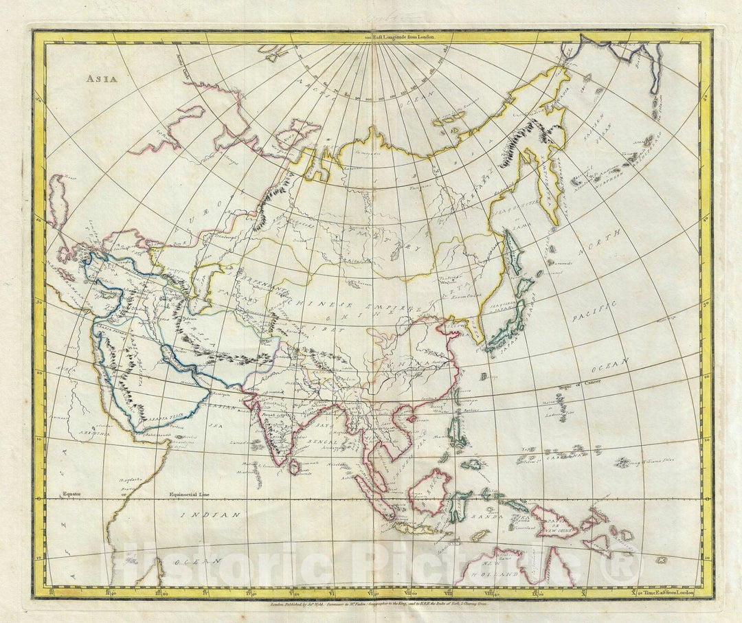 Historic Map : Asia, Manuscript, 1823, Vintage Wall Art