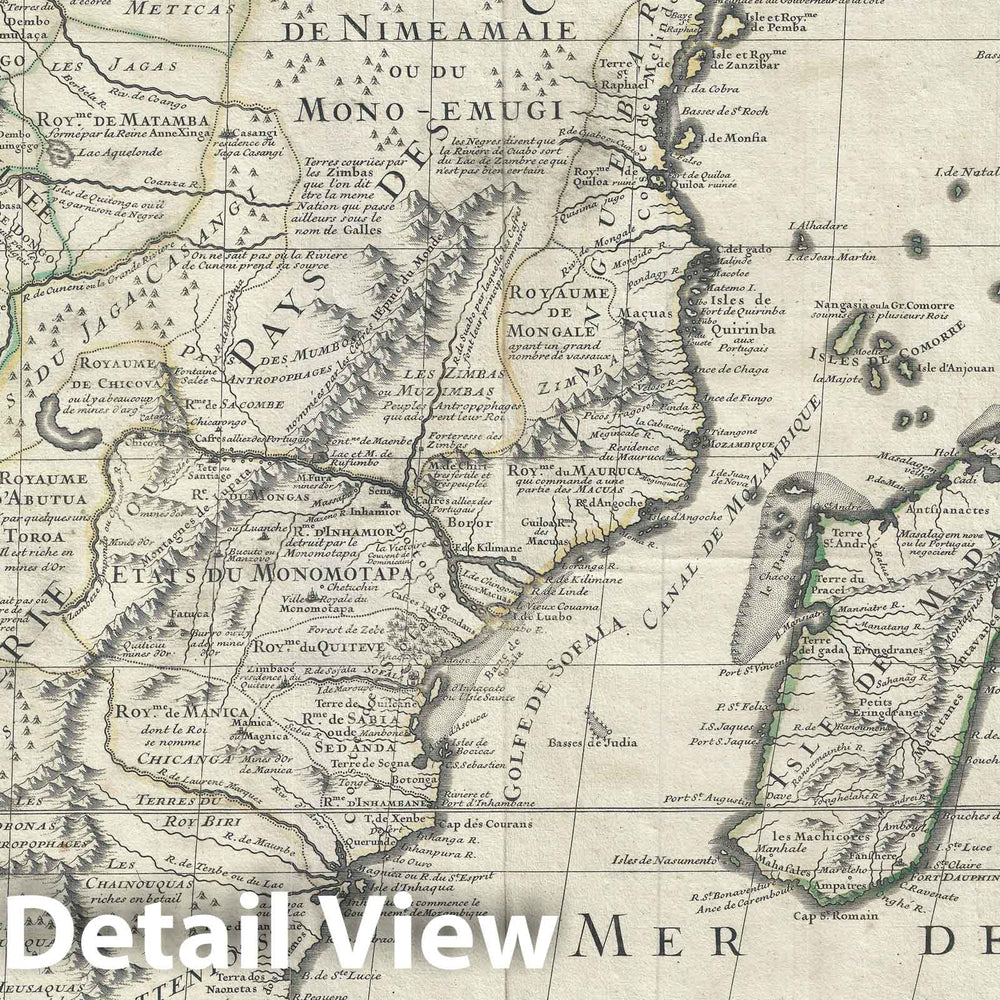 Historic Map : Southern Africa, Delisle, 1708, Vintage Wall Art