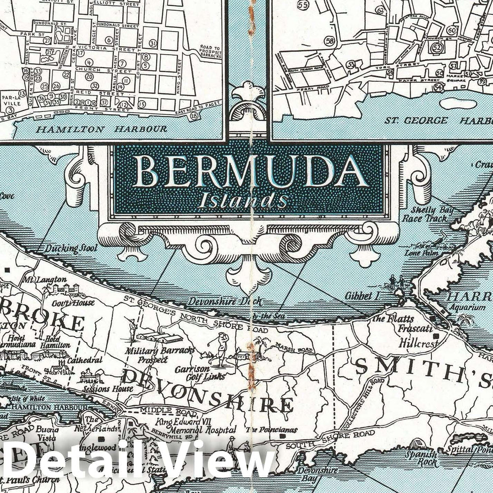 Historic Map : Hornung Pictorial Map of The Bermuda Islands, 1927, Vintage Wall Art