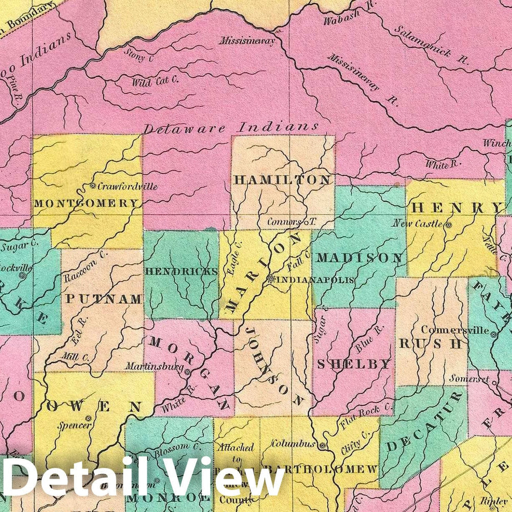 Historic Map : Indiana, Finley, 1828, Vintage Wall Art