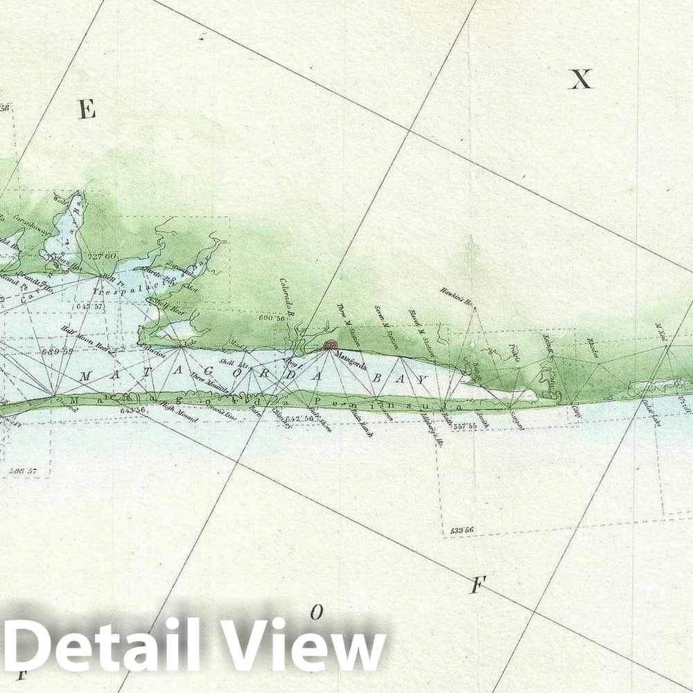 Historic Map : The Texas Coast from Corpus Christi to Galveston, U.S. Coast survey, 1860 v2, Vintage Wall Art