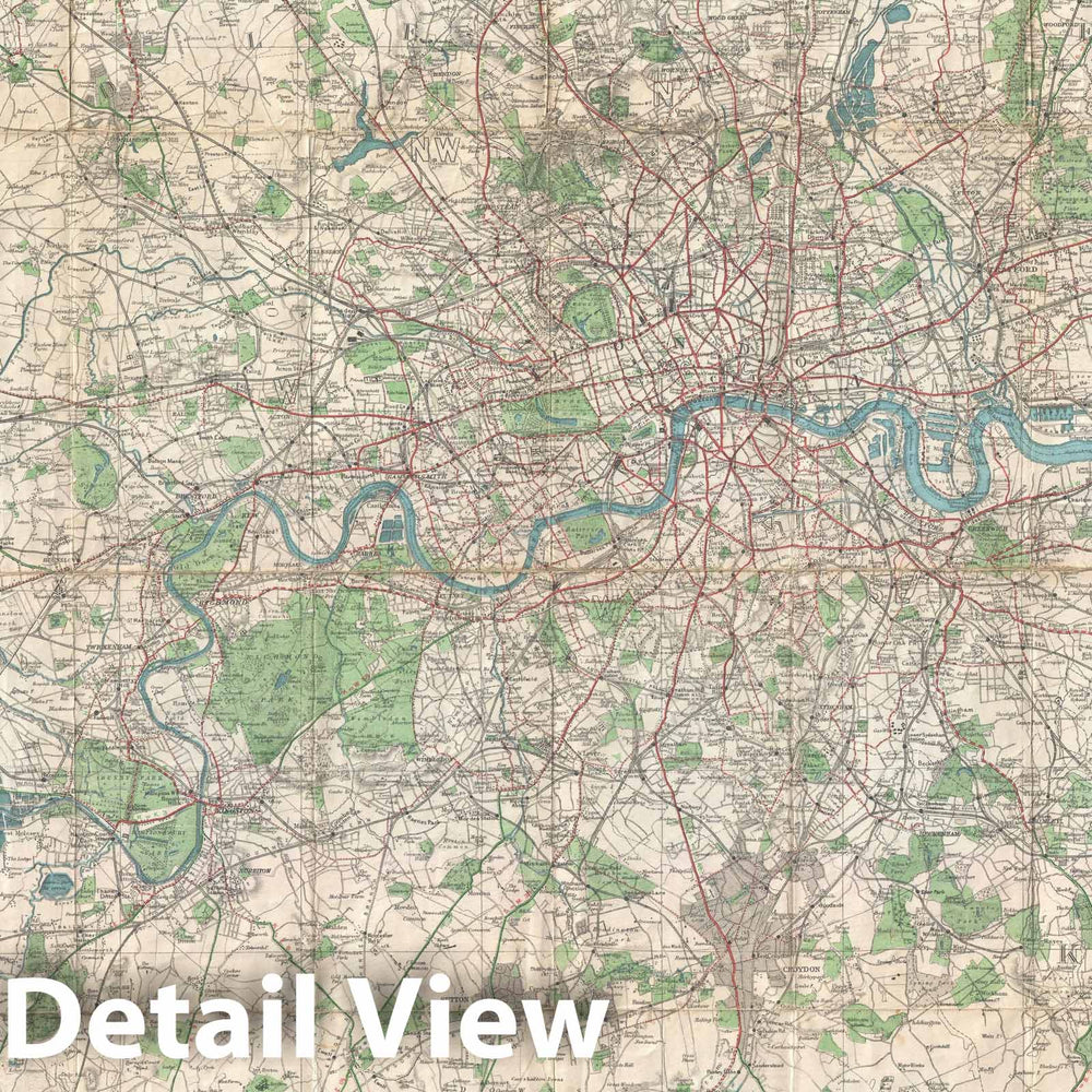 Historic Map : London, England and Environs, Bacon, 1920, Vintage Wall Art