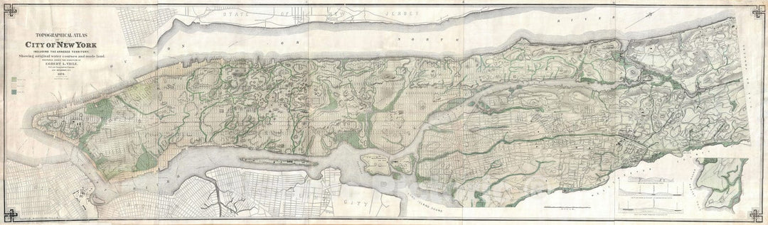 Historic Map : New York City "w/ Bronx", Viele Waterway, 1874, Vintage Wall Art