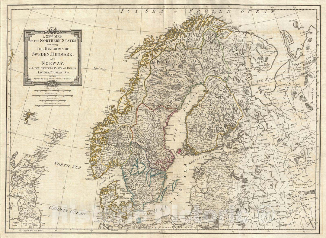 Historic Map : Norway, Sweden, Denmark and Finland, Laurie and Whittle, 1794, Vintage Wall Art