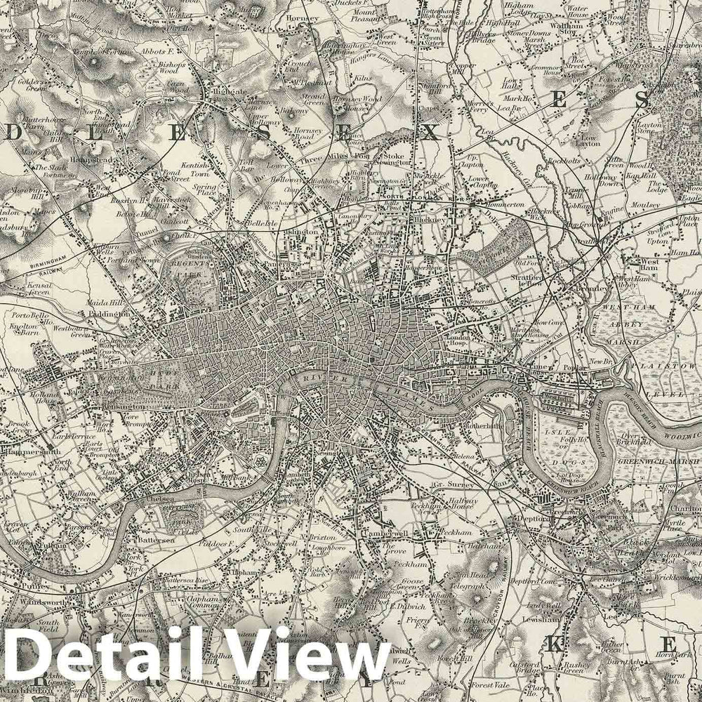 Historic Map : Plan of London, Colton, 1856, Vintage Wall Art