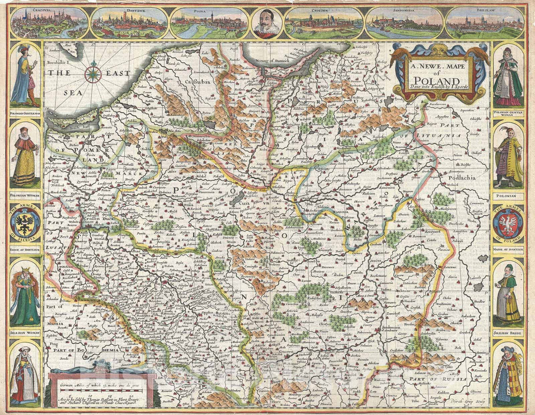 Historic Map : Poland, John Speed, 1676, Vintage Wall Art