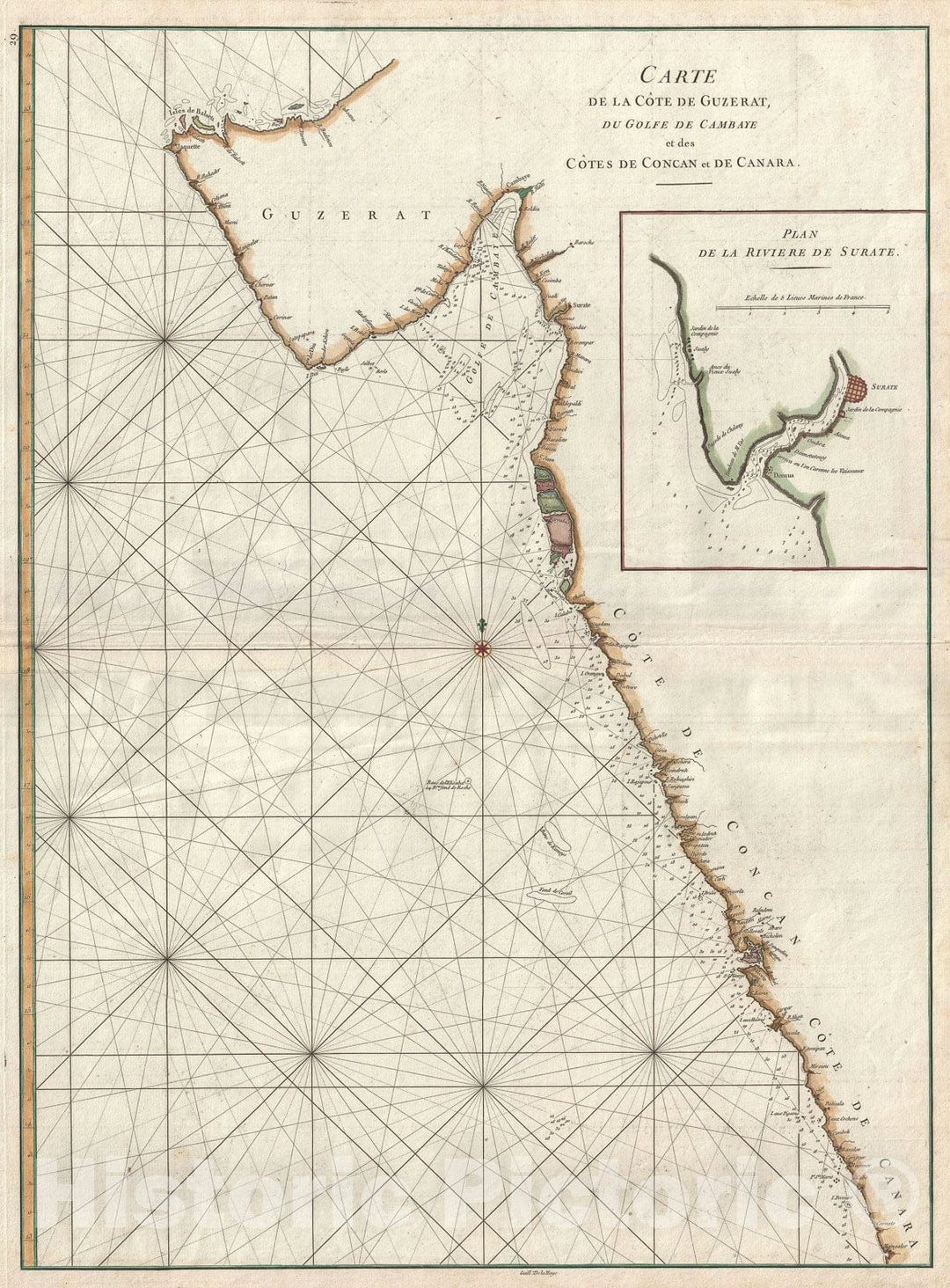 Historic Map : Nautical Chart Bombay "Mumbai", Konkan, India, Mannevilletteand, 1775, Vintage Wall Art