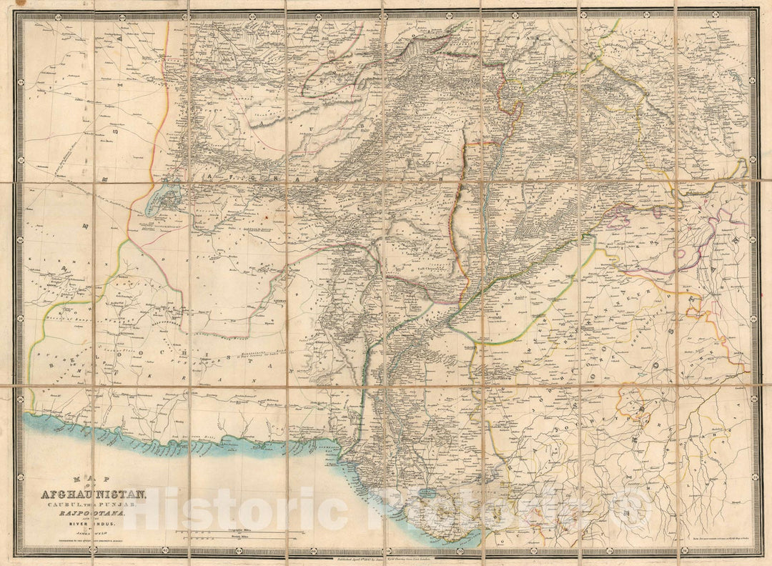 Historic Map : Afghanistan, Pakistan, India and Iran, Wyld, 1842, Vintage Wall Art