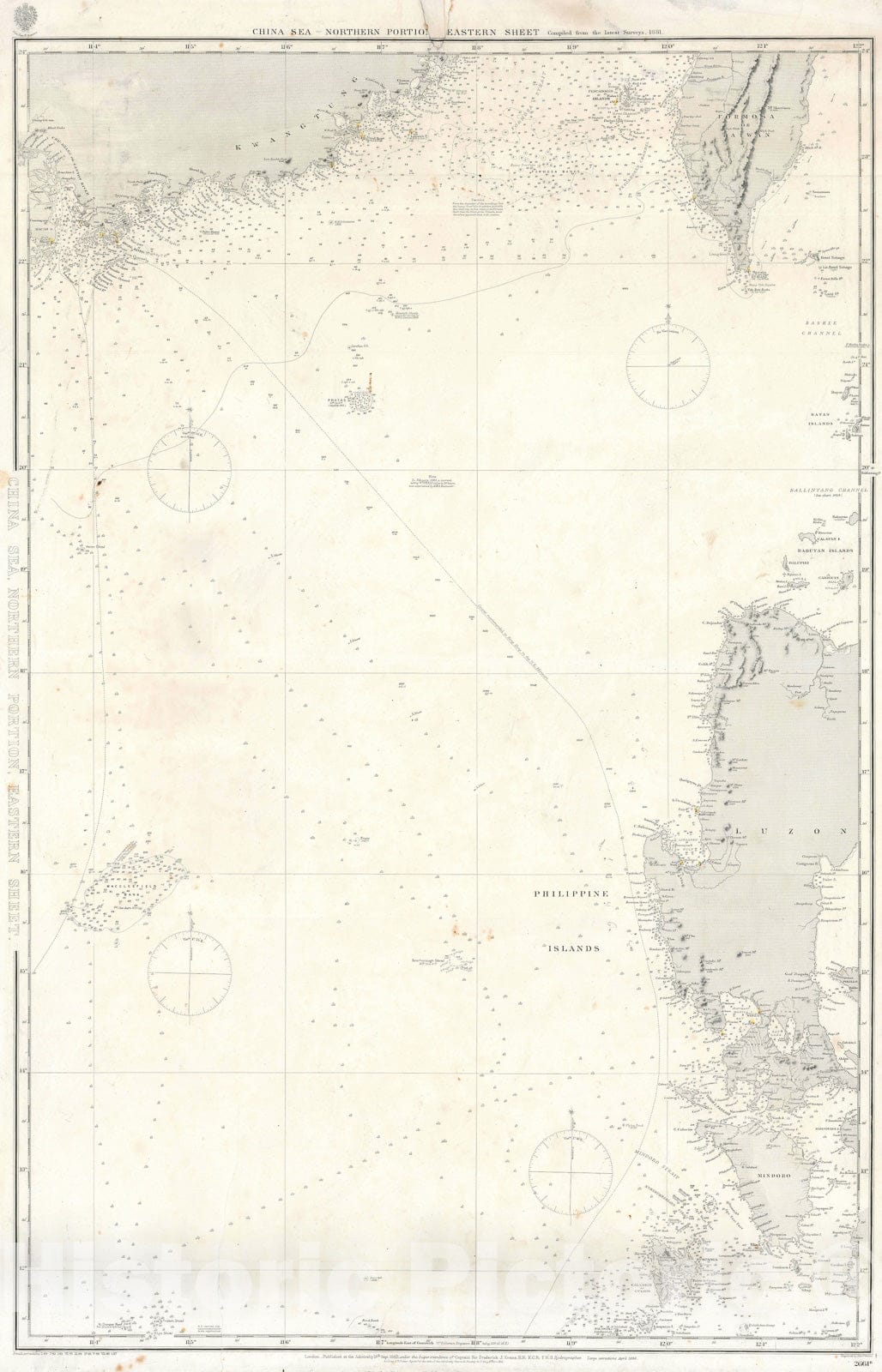 Historic Map : Nautical Chart Hong Kong, Macau, Taiwan, Luzon, and Mindoro, 1887, Vintage Wall Art