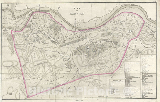 Historic Map : Plan of Kamptee, Maharashtra, India, Pharoah, 1854, Vintage Wall Art