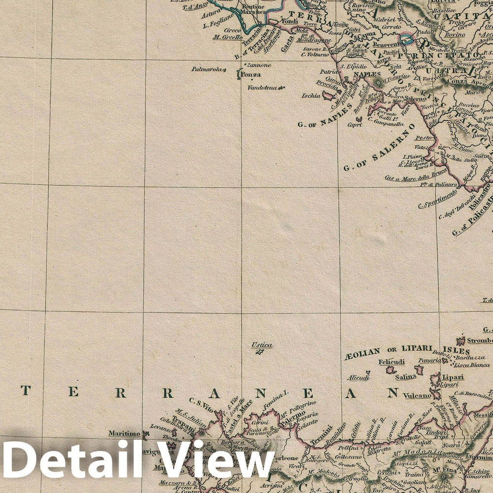 Historic Map : South Italy "Naples, and Sicily", Arrowsmith, 1828, Vintage Wall Art