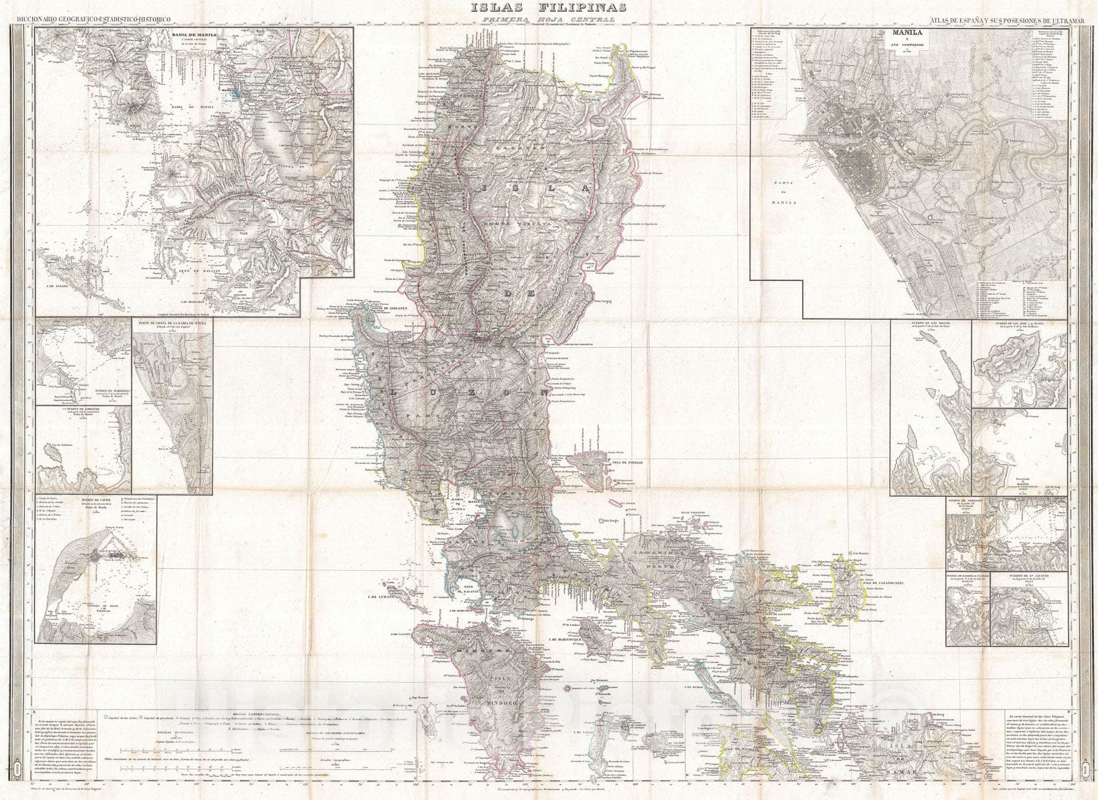 Historic Map : The Philippines "Luzon, Mindoro", Coello, 1849, Vintage Wall Art