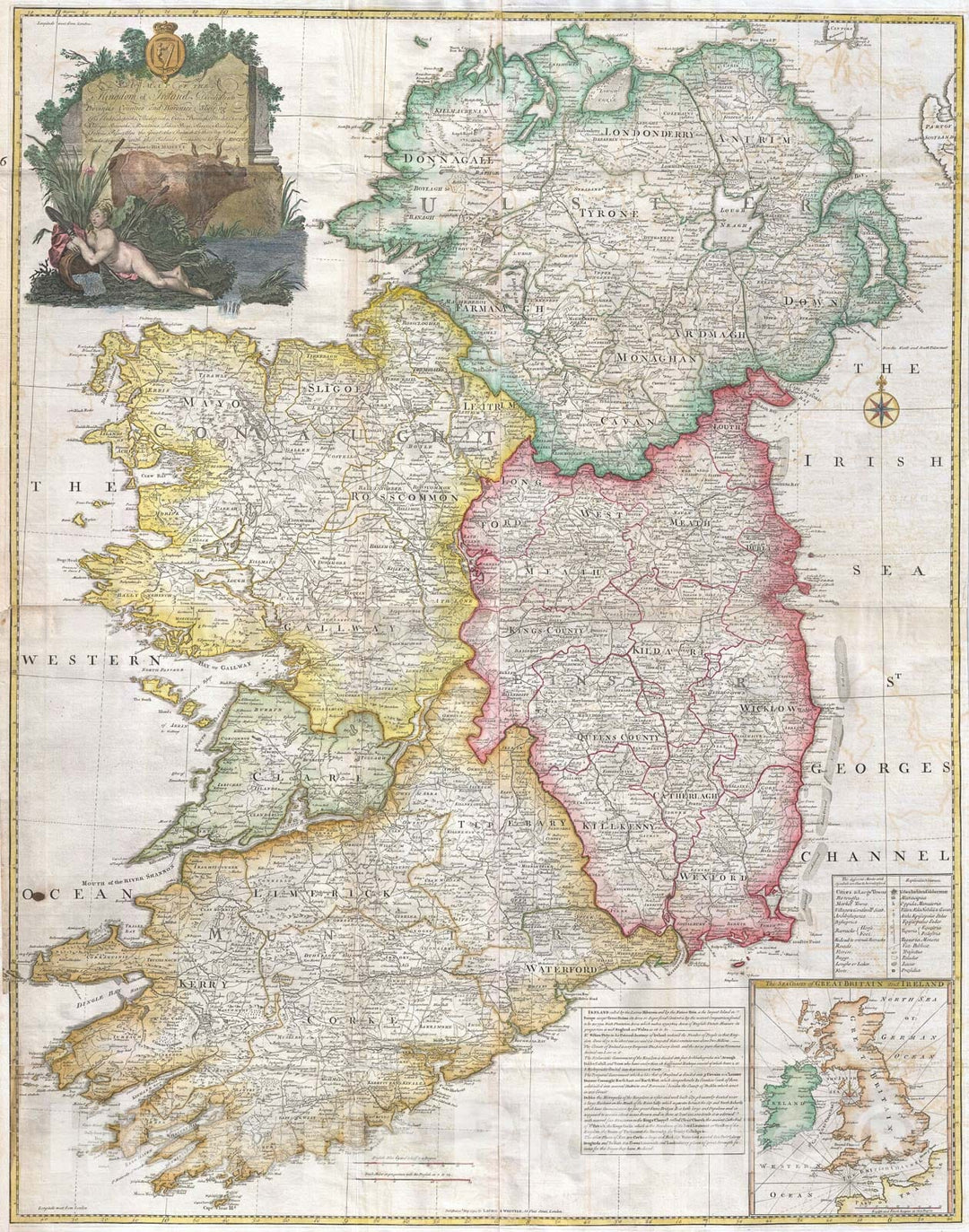 Historic Map : Ireland, Rocque, 1794, Vintage Wall Art